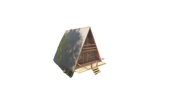 Plans for a 24 x 20 A-Frame Cabin with loft, Small Vacation House Design Including a Second Floor and totaling 768 sqft