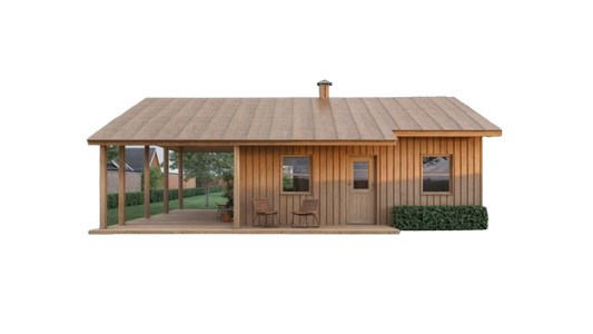 24x24 Tiny Home Cabin Building Plans – 2 Bedrooms, Living Room, Kitchen, Bath, Porch & Carport – Drawings