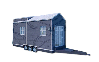 Tiny Mobile Home with Loft | 23.5'x8' | 188 Sq Ft | Living Area, Kitchen, Desk, Washroom, Mezzanine Bed | Plans