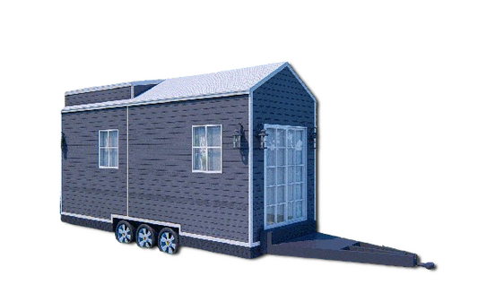 Tiny Mobile Home with Loft | 23.5'x8' | 188 Sq Ft | Living Area, Kitchen, Desk, Washroom, Mezzanine Bed | Plans