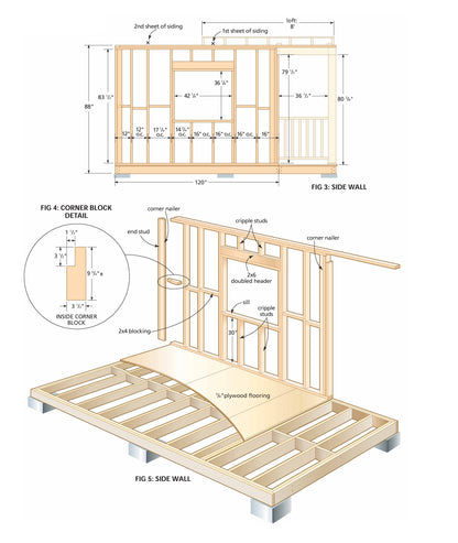 Wood Construction Tiny Home Building Plans - 8' x 10' - 80sqft