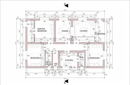 Wood Construction Three Bedroom Tiny Home Plans - 41'x26' with 1048sqft Living Space