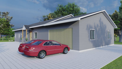 Spacious 4 Bedroom House Plan with Attached 2 Car Garage - 2400 sqft + 880 sqft Garage - Detailed Blueprints