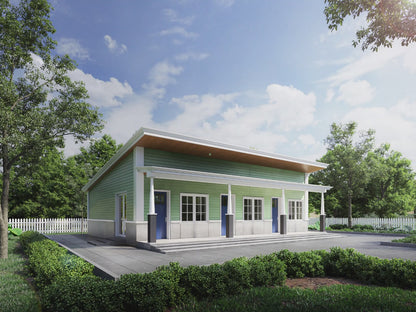 3 Unit Multi-Plex Studio Apartment Design Plans - 1047 SqFt Total Area for Efficient Development