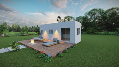 Shipping Container Tiny Home Plans 8.4m x 3.1m with Floor Plan, Sections and Elevations