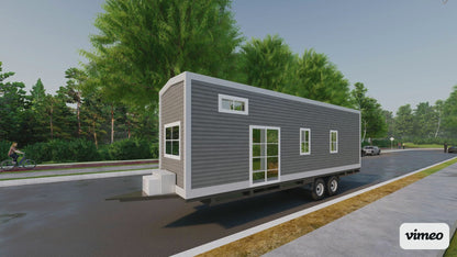 Mobile Tiny Home on Wheels with Loft Mezzanine 36’x 8’ | 288 Sq Ft | Fully Equipped Kitchen, Washroom, and Sleeping Areas | Building Plans