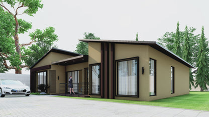 155 sqm Bungalow Plans – 2 Bedrooms, Walk-in Closet, Ensuite, Lounge, Kitchen, Dining, Bath – Plans