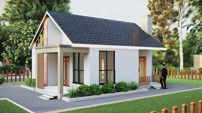 539 SqFt Micro Tiny House One Bedroom Building Plans - Detailed Design with Kitchen and Bath