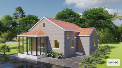 31x34 Tiny Home Plans - 2 Bedroom, Single Story, 956 sqft House Blueprint Package