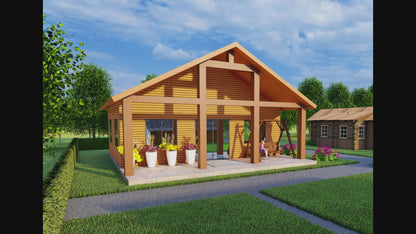952sqft Tiny Cabin Design Blueprints: Featuring 2 Bedrooms, 1 Bathroom, Kitchen, Dining Area, and Living Room