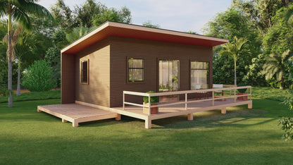 20' x 30' Wood Cabin Building Plans – Spacious Layout, Porch, Bedroom, Kitchen, Bathroom