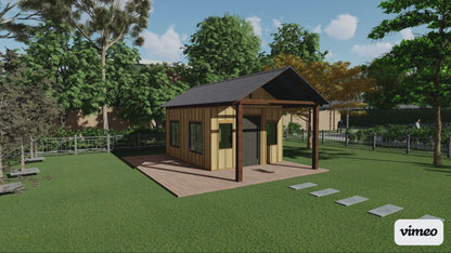 DIY Wood Shed Building Plans - 16'x11', 182 sqft with Wrap Around Deck Step by Step Instructions & Material List