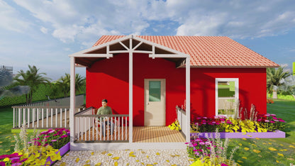 674sqft Tiny Cabin Home Plans with 4 Bedrooms with loft Above Blueprints