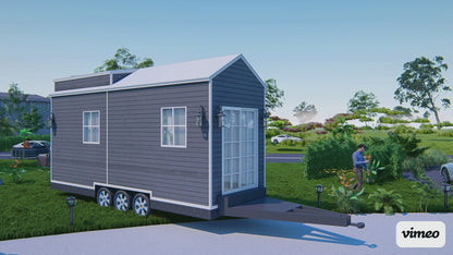 Tiny Mobile Home with Loft | 23.5'x8' | 188 Sq Ft | Living Area, Kitchen, Desk, Washroom, Mezzanine Bed | Building Plans