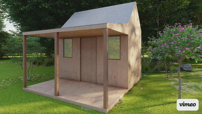 12’x8’ Tiny Cabin Shed Woodworking Plans - DIY Building Instructions, Framing Plans & Materials List