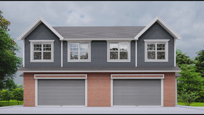 55'x46' Duplex Residential Building Plans - 2 Units, 3 Bedrooms Each