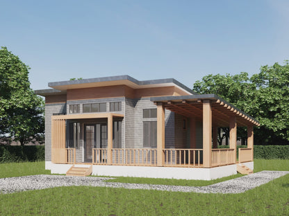 782 sqft Tiny Home Building Plans | 1 Bedroom with Ensuite | Open Layout & Deck